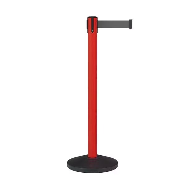 Stanchion Belt Barrier Red Post 9ft. Dark Gray Belt, Montour Line, Mfr#: MS630-RD-DGY-90